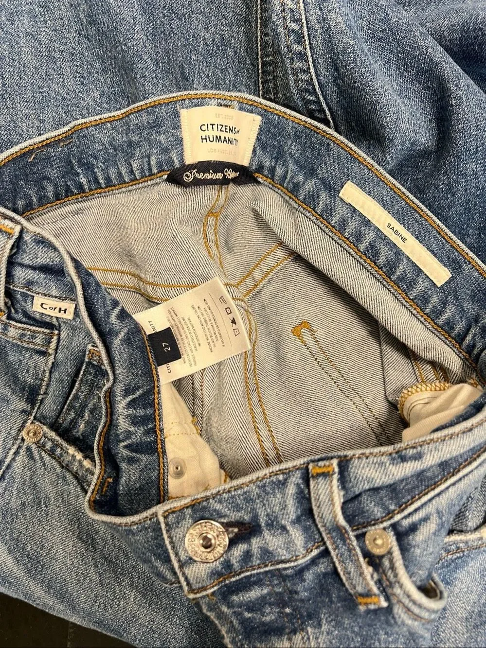 Citizens of Humanity Women's Distressed Sabine Straight Jeans Light Blue Size 27